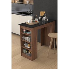 EVDEMO Fix Mutfak Bar Masası Mutfak Masası Siyah Ceviz