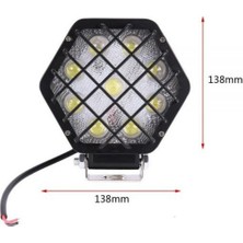 Hubstein 48W Altıgen Kafesli Siyah 16 LED Off Road Tekne Çalışma Lambası