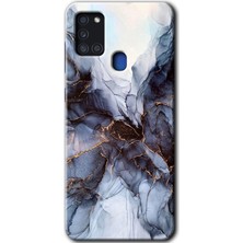 MRC İletişim Samsung Galaxy A21S Kılıf Hd Desen Baskılı Arka Kapak - Otantik Mermer