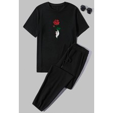 Trendypassion Unisex Rose Baskılı 2'li Eşofman Takımı