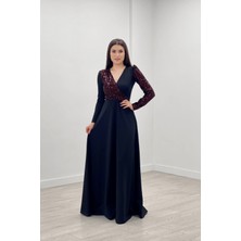 giyimmasalı Krep Kumaş Payet Detaylı Elbise - Bordo
