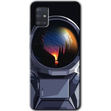 MRC İletişim Samsung Galaxy A51 Kılıf Hd Desen Baskılı Arka Kapak - Astronot