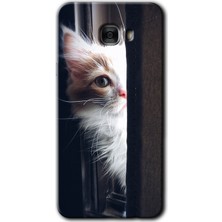 MRC İletişim Samsung Galaxy C7 Kılıf Hd Desen Baskılı Arka Kapak - Kedi Bakışı