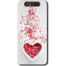 MRC İletişim Samsung Galaxy A80 Kılıf Hd Desen Baskılı Arka Kapak - Kalpli Şekerleme