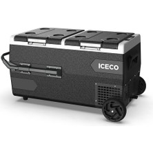 Iceco K95D 12/24VOLT 95 Litre Akülü/kablolu/ Çift Bölmeli Kompresörlü Tekerlekli Outdoor Oto Buzdolabı/dondurucu (Akü Dahil Değildir)