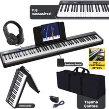 Midex PLX-100BK Taşınabilir Dijital Piyano Tuş Hassasiyetli 88 Tuş Bluetooth Şarjlı (Sustain Pedalı Kulaklık Çanta Metod)