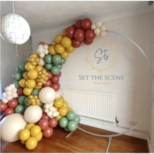 Bal10 Dünyası Metalik Gold Zerdeçal Yanık Turuncu Küf Yeşili ve Deniz Kumu Balon Seti 50 Adet