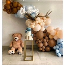 Bal10 Dünyası Retro Fırtına Mavisi Karamel Sütlü Kahve Balon Seti 50 Adet