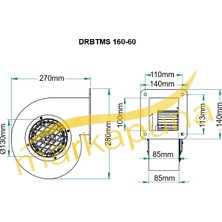 Fanex Drbtms 160-60 Dıştan Rotorlu 650 M³/h Salyangoz Fan