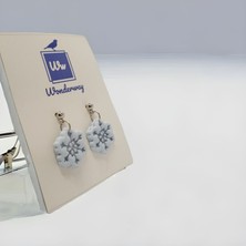 Wonderway Polimer Kil El Yapımı Küpe - Mavi Kar Tanesi
