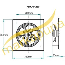 Fanex Pdkaf 2m 250 Kare Kasa 1620 M/³/h Dıştan Rotorlu Aksiyal Aspiratör