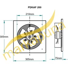 Fanex Pdkaf 2m 200 Kare Kasa 850 M/³/h Dıştan Rotorlu Aksiyal Aspiratör