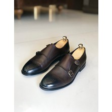 Terzi Adem İtalyan stil iç dış naturel deri erkek ayakkabı Kahverengi T8648