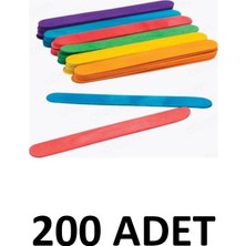 Ticon Puti 200 Adet Ahşap Renkli  Büyük Geniş Dil Çubuğu  Abeslang  Ağda Çubuğu