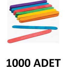 Ticon Puti 1000 Adet Ahşap Renkli  Büyük Geniş Dil Çubuğu  Abeslang  Ağda Çubuğu