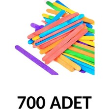 Ticon Puti 700 Adet Ahşap Renkli  Dar Dil Çubuğu  Abeslang   Çubuğu Dar