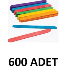 Puti 600 Adet Ahşap Renkli  Büyük Geniş Dil Çubuğu  Abeslang  Ağda Çubuğu
