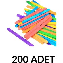 Puti 200 Adet Ahşap Renkli  Dar Dil Çubuğu  Abeslang   Çubuğu Dar