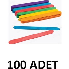 Puti 100 Adet Ahşap Renkli  Büyük Geniş Dil Çubuğu  Abeslang  Ağda Çubuğu