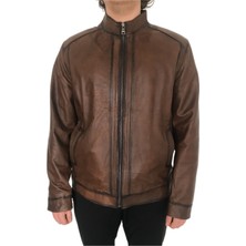 LN Leather Gerçek Deri Spor Kesim Hakim Yaka Erkek Deri Mont