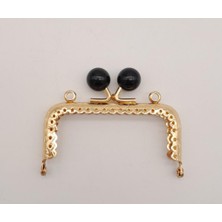 Angel Çanta Aksesuar 8.5 cm Siyah Toplu Çanta Klipsi Çanta Bursu Light Gold Metal