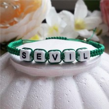 BijuStore Yeşil Renk Makrome Örme Kadın İsim Yazılı Bileklik