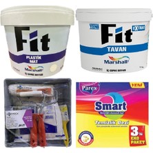 Marshall Fit Plastik Mat Duvar Boyası 3.5 Kg ve Marshall Fit Extra Tavan Boyası 3.5 Kg ve Duvar Boyama Seti