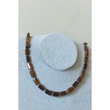 Bade Accessories Silindir Kaplangözü Doğaltaş Kolye