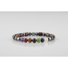 Osmanlı Doğal Taş Kaplan Gözü-Çakra Bileklik Ametist, Lal, Kaplan Gözü, Akik, Lapis