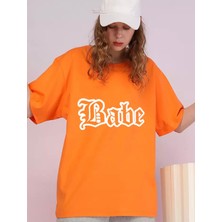 Amor Man Özel Tasarım Bisiklet Yaka Babe Baskılı %100 Pamuk Oversize Yeni Stil Kadın T-Shırt