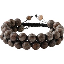 Osmanlı Doğal Taş Riyolit 8mm Çift Sıra Makrome Doğal Taş Bileklik