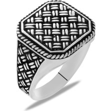 Takılingo 925 Ayar Gümüş Örgü Model Taşsız Erkek Yüzük