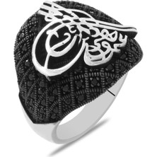 Takılingo 925 Ayar Gümüş Mikro Taş Süslemeli Osmanlı Tuğra Figürlü Erkek Yüzük