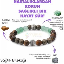 Webcenter  Doğal Taş Tılsım Bilekliği - Pirit Aventurin Kaplangözü Kadın Erkek Doğaltaş Bileklik