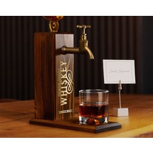 Bk Gift Aynalı Altın Kabartma Musluklu Doğal Ceviz Ahşap Viski Standı, Home Bar, Içecek Dispenseri, Ahşap Içecek Çeşmesi-5
