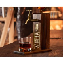 Bk Gift Aynalı Altın Kabartma Musluklu Doğal Ceviz Ahşap Viski Standı, Home Bar, Içecek Dispenseri, Ahşap Içecek Çeşmesi-7