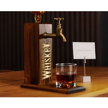 Bk Gift Aynalı Altın Kabartma Musluklu Doğal Ceviz Ahşap Viski Standı, Home Bar, Içecek Dispenseri, Ahşap Içecek Çeşmesi-6
