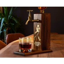 Bk Gift Aynalı Altın Kabartma Musluklu Doğal Ceviz Ahşap Viski Standı, Home Bar, Içecek Dispenseri, Ahşap Içecek Çeşmesi-9