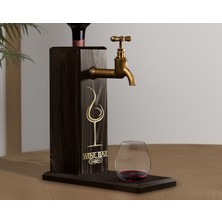 Bk Gift Aynalı Altın Kabartma Musluklu Doğal Siyah(Ebony) Ahşap Şarap Standı, Home Bar, Içecek Dispenseri, Ahşap Içecek Çeşmesi-15