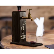Bk Gift Aynalı Altın Kabartma Musluklu Doğal Siyah(Ebony) Ahşap Şarap Standı, Home Bar, Içecek Dispenseri, Ahşap Içecek Çeşmesi-3