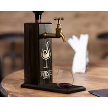 Bk Gift Aynalı Altın Kabartma Musluklu Doğal Siyah(Ebony) Ahşap Şarap Standı, Home Bar, Içecek Dispenseri, Ahşap Içecek Çeşmesi-2