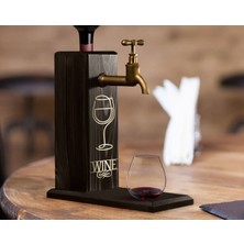 Bk Gift Aynalı Altın Kabartma Musluklu Doğal Siyah(Ebony) Ahşap Şarap Standı, Home Bar, Içecek Dispenseri, Ahşap Içecek Çeşmesi-5