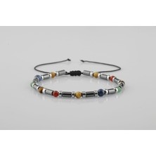 Osmanlı Doğal Taş Kaplan Gözü-Hematit-Kırmızı Akik-Aventurin-Lapis Lazuli Doğal Taş Bileklik