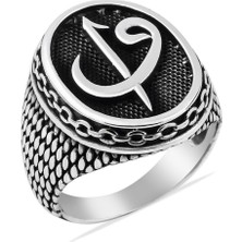 Takılingo 925 Ayar Gümüş Elif Vav Motifli Taşsız Özel Tasarım Erkek Yüzük