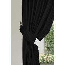 Aisha's Design Fırfır Kenarlı Fon Perde Sol KENAR245X140 Cm,pr-2sol