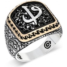 Takılingo 925 Ayar Gümüş Kalem Işlemeli Elif Vav Model Taşsız Erkek Yüzük