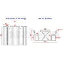 Parksan Ahşap Piknik Masası (Metal Ayaklı) 145(L)X182(W)X80(H)