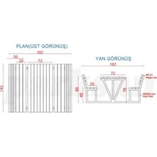 Parksan Ahşap Piknik Masası (Metal Ayaklı) 145(L)X182(W)X80(H)