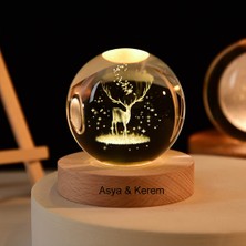 Keyfim Shop Büyük Boy Işıklı Ahşap Kaideli Uzay Temalı Cam Küre 8cm
