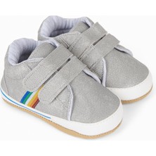 First Step Gri Renkli Şeritli Cırt Cırtlı Erkek Bebek Patik Ilk Adım AYAKKABISI-GRI/GREY-G-2351